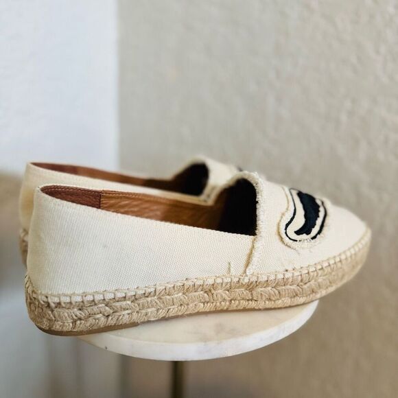 Zadig & Voltaire Canvas Espadrille Slip on Flat, Cream/Black, Size 11, NWOT‎ - Picture 5 of 16